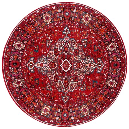 Safavieh 3 x 3 ft. Vintage Hamadan Power Loomed Round Area Rug; Red & Multi Color VTH222A-3R